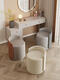 Tian Miaomiao Nordic makeup stool Internet celebrity dressing chair light luxury dressing table stool bedroom makeup chair living room round low stool manicure stool white cream style sherpa white