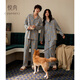 Yuenei couple pajamas for women spring and autumn pure cotton long-sleeved trousers home clothes men's casual dachshund fashion suit 22621 starry sky gray-women's M (Male 90-110 Jin Jin equals 0.5 kg / Female 90-110 Jin Jin equals 0.5 kg)