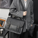 
POLO retro Crazy Horse PU leather postman bag shoulder bag trendy men's new style cross-span bag business casual briefcase electric black 1