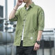 [Ropa de trabajo de estilo coreano] Camisa de siete hombres sueltos de siete puntos de manga larga de siete puntos de manga larga de manga de manga a media manga a media manga de verano 701 caki xl