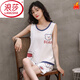 Langsha Summer Pyjamas Frauen Sommer 2025 Neue Baumwollhülsen-Weste Schlinge großgröße Home Clothing Set Sommerweste WEG WJ9856 M [75-90JIN [Jin gleich 0,5 kg]]
