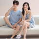 Modal couple pajamas with chest pads for summer 2025 new suspender pajamas for women in summer short-sleeved men's home clothing set QH9902 couple (with chest pads) M women M+ men XL