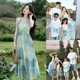 QINZHI (QINZHI) mother-daughter clothing parent-child clothing summer dress season family three and four casual T-shirt vacation sense mother-daughter dress green 66 baby crawling clothes (12 Jin [Jin equals about 0.5 kg])