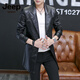 Jeep Spirit Leder Windbreaker Herren mitten im koreanischen Stil Slim Herrenjacke Anzug Kragen Imitation Leder Jacke Geschäft Casual plus Samtmantel Schwarz 8810 Lederjacke m