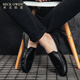 Mick Owen 2025 Spring and Summer New Beans Chaussures Chaussures en cuir masculin Version coréenne Chaussures chaures lazy Tendance sociale Chaussures pour hommes décontractés noir 9880 39