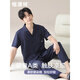 
Hengyuanxiang pure cotton pajamas men's summer skin-friendly cool breathable solid color thin short-sleeved trousers home clothing suit men 16859A L 170