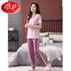 Langsha Pajamas Coton féminin pur pantalon à manches courtes Summer 2025 NOUVELLE CENSEMENT HOME SET CASSORAD, confortable et simple, peut être porté à l'extérieur de la poudre de pâte de haricot 7374 2xl 140-160jin [Jin est égal à 0,5 kg]