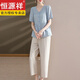 
Hengyuanxiang summer short-sleeved shirt fashionable wide-leg pants suit mother summer suit 2025 new fashionable middle-aged and elderly women two-piece set 9435 light green suit 2XL [recommended 120-130Jin [Jin equals 0.5 kg]]