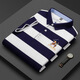 Lisheng Lifa 2025 Summer Nuevo algodón de mediana edad puro Camiseta de algodón corto de algodón corto Base de rayas de solapa delgada 3882 White M