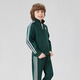 adidas autumn children's stand-up collar sports and casual jacket dark green/white 110