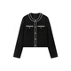 Peacebird women's jacket round neck texture small fragrance style top autumn elegant cardigan black top M
