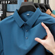 Jeep Spirit Sommer Traaceless Ice Seide Lappel Polo Shirt Herrengeschäft Casual Kurzärmelte T-Shirt Atmungsaktives Jugendmodische Mode BJ12357 Dunkelgrau 2xl