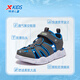 Xtep children's beach shoes, summer boys, small, medium and large children, toe-covering, breathable, soft, non-slip buckle, easy to put on and take off sandals, crock gray/Prussian blue 27