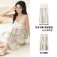 QLTQZQ suspender nightgown gauze summer with chest pad sexy and fashionable summer thin sweet sleeveless pajamas outside home clothes 6624 suspender skirt [cloud woven] XL suggestion [120-140Jin [Jin equals 0.5 kg]]