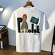 
With pure large size 200 Jin [Jin equals 0.5 kg] round neck short-sleeved T-shirt for men 2025 summer Hong Kong style printed cotton T-shirt plus fat plus size men jsw9926 white 10XL m Recommended 90-108 Jin [Jin equals 0.5 kg]