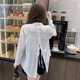 Blue Polo neck long-sleeved sunscreen shirt for women new summer light and breathable back lace-up thin jacket 7054 white [back lace-up sunscreen shirt] XL (applicable to 125-140Jin [Jin equals 0.5 kg])