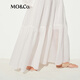 MO/Co. skirt 2025 summer new product light and thin ramie high waist flowing tower skirt long skirt white quiet luxury MBE2SKT009 This white M