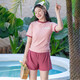 Superior (DUXING) 2025 new sports swimsuit women's large size fat mm meat covering, conservative belly covering, slimming 200 Jin [Jin equals 0.5 kg] Swimsuit 962-6167-Powder powder M 70-90 Jin [Jin equals 0.5 kg]