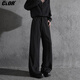 
CLOR American ice silk thin retro trendy brand scimitar trousers loose straight micro-flare trousers CL67 black L