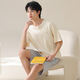 SEPTWOLVES 2025 new men's pajamas summer pure cotton thin short-sleeved casual plus-size home clothing set for men to wear 13603 3XL (160-180Jin [Jin equals 0.5 kg])