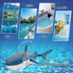 Cute home remote control shark charging can be launched and simulated to sway the Megatonous shark model remote control boat children toy boy [] Blue shark [can spray water + upgraded waterproof remote lithium battery *3 [battery lasts 90 minutes + power delivery handle