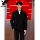 Playboy (PLAYBOY) Chinese tunic suit new Chinese style engagement wedding groom suit suit men's suit stand collar plate button black three-piece suit jacket + 152 black shirt + 2XL