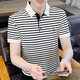 Polos de Hailan Polo a rayas Polo de manga corta para hombres Camisa de seda de hielo delgada de estilo coreano Camisa bordada casual 6626 Caki L (105120Jin [Jin equivale a 0.5 kg])