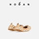 HOGAN【TC】女鞋H684系列牛仔布褶皱芭蕾舞鞋 卡其色 35
