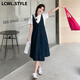 LCWL.STYLE小个子牛仔背带裙T恤套装S9928P145K218 短款背带裙+T恤 S