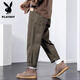 
Playboy (PLAYBOY) casual pants for men's loose trendy brand Spring and Autumn 2025 new style work trousers pure cotton straight pants high-end 1098 military green M suitable for 100-125 Jin [Jin equals 0.5 kg]