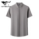 Siete Wolf Mulberry Silk Camiseta de manga corta Summer New Casual Business No Camiseta No planchado solapa de mediana edad Top 6913 azul marino 4xl 195/135