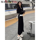 MAGIOPY国际奢侈高档品牌时尚减龄休闲运动套裙女2025春季韩版黑色假两件 黑色两件套 XL(121-130斤)