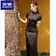 ROMON black cheongsam new style 2025 improved young style high-end temperament female sense summer slim new Chinese style long style XSG3294 pink dress length 120 cm 2XL