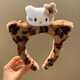 Songchuang Mengyu Autumn and winter cute KT cat headband hair accessories milk coffee color fashionable cat ear hairband sweet cartoon coffee color flower Kitty cat headband-head style