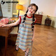 
Little Pig Banner Girls Summer Stripe Retro Vest Skirt New Baby Children's All-Match T-Shirt Dress Loose Flower Strip Skirt 160 Recommended height 150-160cm