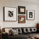 Jiancao three-dimensional sandstone Italian minimalist living room decorative painting high-end sofa background wall hanging painting medieval style restaurant mural A small set: 50*50+30*30*2+40*40cm Black [aluminum alloy frame] Three-dimensional solid wood painting + textured sandstone + woven leather
