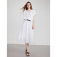 
ELLE slack lace-up striped shirt for women 2025 summer new loose casual niche commuter style shirt white L