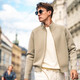 Mr. Bu Stand Collar Doppel Reißverschluss Wolle Strickjacke 2025 Herbst Raglan Sleeve Doppelpockt Jacket Männer Clearance Bronze Grün M (170)