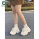 Woodpecker Chaussures papa confortables et polyvalentes pour femmes 2025 Springs de haut niveau de haut niveau pour femmes Chaussures décontractées polyvalentes FB9905 Style de maille beige 35
