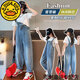 G.Duckkids de moneda de niñas Primavera y otoño Nuevo estilo Medium y grandes jeans de moda y de moda estilo coreano Corionero suelto Long pantalones azules azules retro retro overs de 160 cm