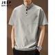 JEEP SPIRITPOLO shirt short-sleeved men's Henry collar 2025 summer thin stand-up collar quick-drying loose T-shirt Zhongshan breathable tops gray L weight range 120-140Jin Jin equals 0.5 kg