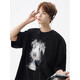 Poum American Cartoon Print Print Print Forteed Fit Fit Fit Fit Fit Fit Shirt Men's Summer High High Design Sense Casual Top Top Brand Loak Par