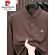 Pier Cardin Light Luxury Marque Coton Pure T-shirt à manches longues Polo Polo Polo Polo Men's Top Brown P-15912 XL 175