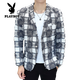 Playboy (PLAYBOY) suit jacket men's spring and autumn hairstylist slim nightclub handsome small suit Korean style trendy raw edge design top Gray L Recommended weight 110-125 Jin Jin equals 0.5 kg
