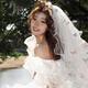 Dingjing Colorful Butterfly Veil Registration Concert Proposal Veil Bridal Wedding Hair Accessories Super Fairy Photo Props Colorful Butterfly Double Layer Veil 50cm Hairpin Style