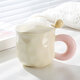 Jiwu Forest Ceramic Mug with Spoon Lid Cup Coffee Cup Couple Tea Cup Men and Women Large Capacity Yellow 420ml
