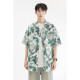 Kurashi Ichiki 2025 Summer suelto y cómoda seda de hielo fresco camisa de altura corta para hombres chaqueta de flores de la playa hawaianas 6629 Madagascar M