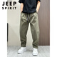 JEEP SPIRIT裤子男2025夏季新款宽松工装休闲裤男士痞帅纯色直筒小脚哈伦裤潮 黑色夏季款 M 110-138斤