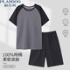 Palando Pajamas de algodón puro para hombres pantalones cortos delgados de verano para hombres Los niños sueltos de gran tamaño pueden usar trajes de ropa para el hogar jóvenes afuera de 13601 xl [sugerido 120-140Jin [Jin equivale a 0.5 kg]]