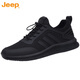 Jeep (Jeep) Zapatos para hombres Summer 2025 NUEVA TENDA NEGRA MALA NEGRA BRAENTABLE CASA VERSATILE Men's Sneakers Men's Summer Red Leather 9852 38 Men's X estándar Código deportivo estándar